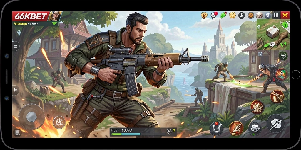 Tampilan dinamis gameplay Action yang mendebarkan di 66KBET.