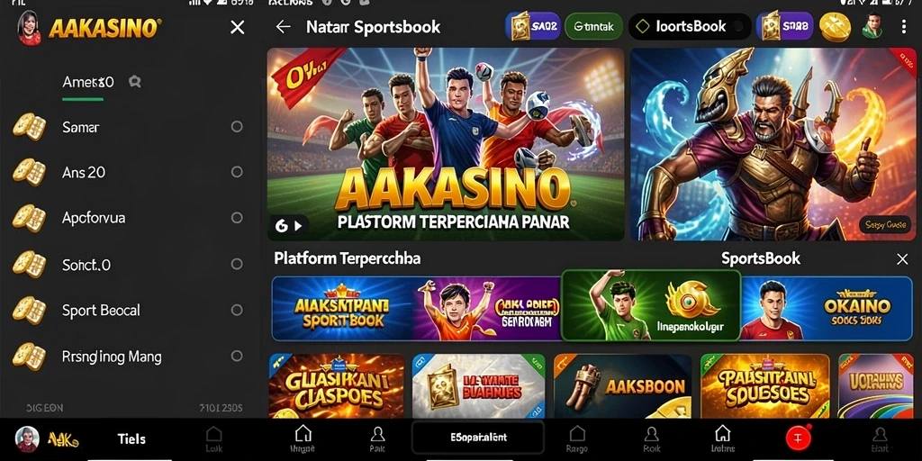 Tampilan gameplay AAKASINO dengan berbagai pilihan taruhan olahraga.