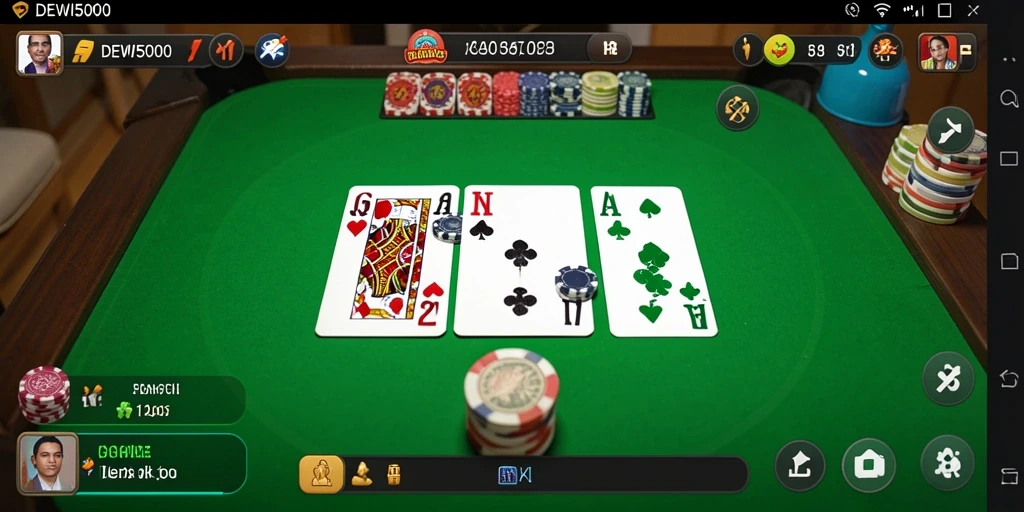 Tampilan gameplay DEWI5000 yang seru dan menegangkan dalam permainan Gaple.