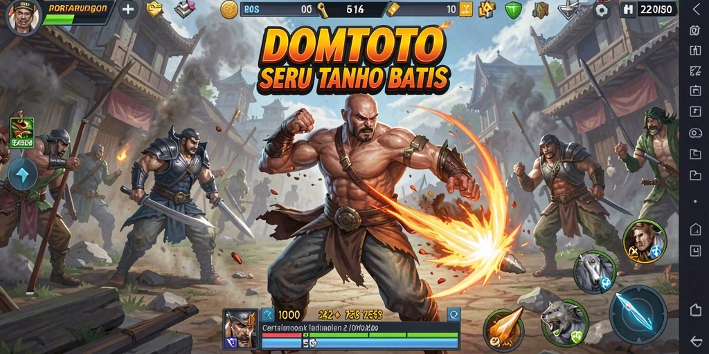 Tangkapan layar gameplay DOMTOTO dengan pertarungan seru.
