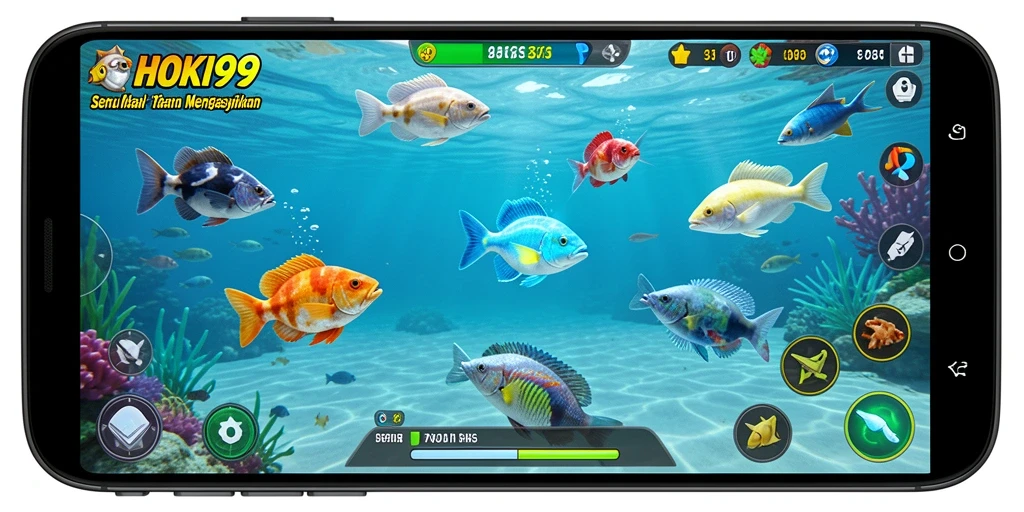Gameplay seru HOKI99 saat menembak ikan.