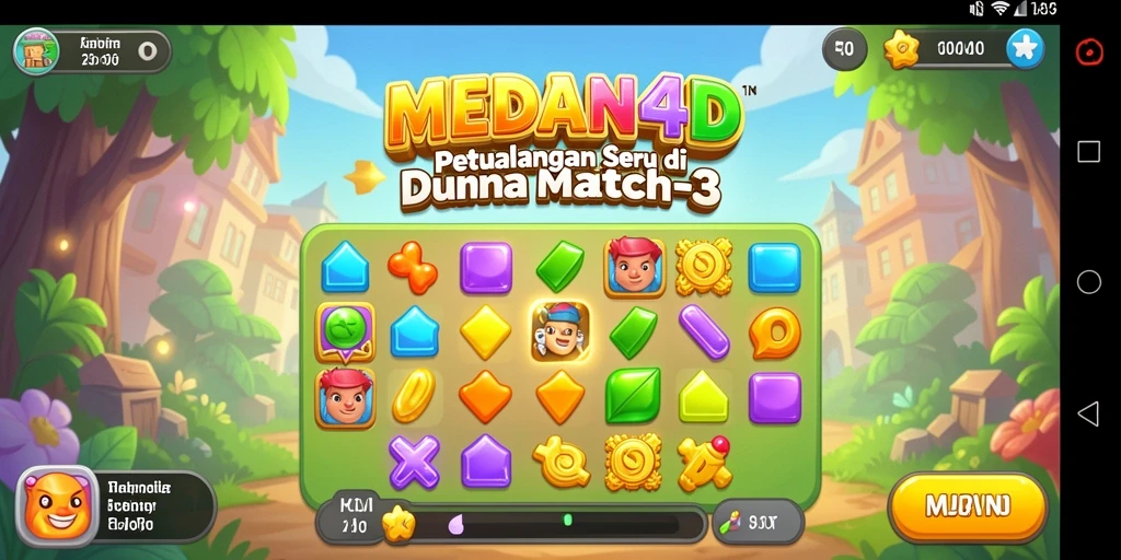 Screenshot MEDAN4D menampilkan gameplay Match-3 yang seru.