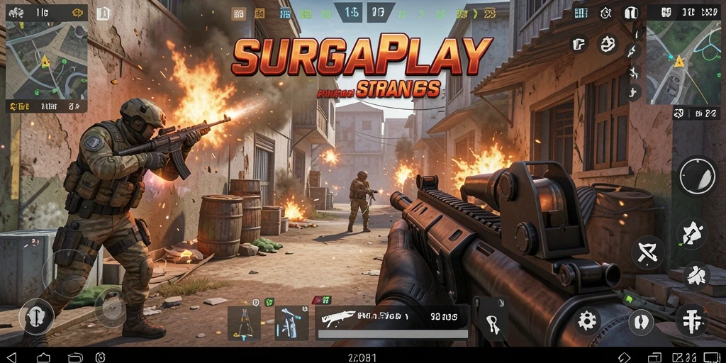 Tangkapan layar menarik dari gameplay SURGAPLAY yang menunjukkan aksi tembak-menembak seru.